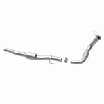 MagnaFlow 93465 hm grade direct-fit catalytic converter, opposite rear three-quarter view of the turntable spin