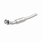 MagnaFlow 5571479 carb direct-fit catalytic converter, opposite front three-quarter view of the turntable spin