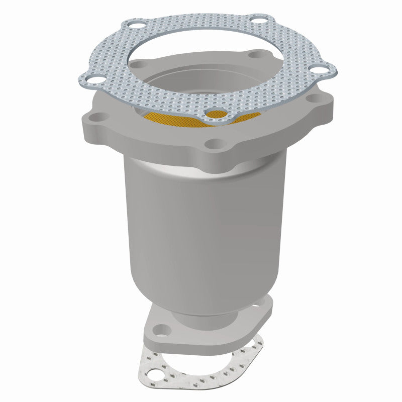 MagnaFlow 49299 oem grade direct-fit catalytic converter, rear view of the turntable spin