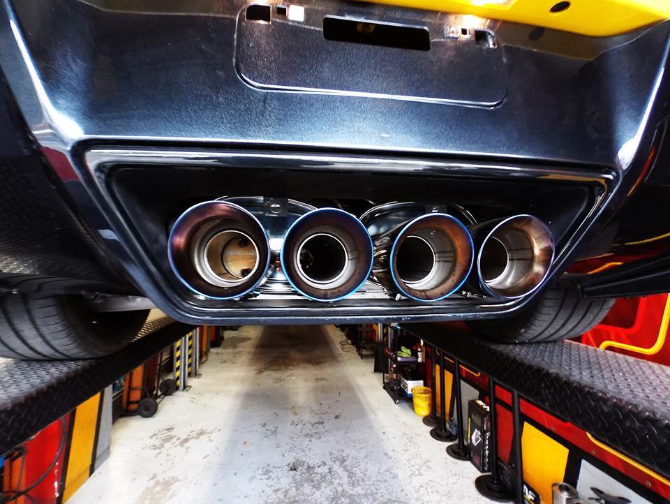 ARMYTRIX Stainless Steel Valvetronic Catback Exhaust System w/X-Pipe | Quad Matte Black Tips For Chevrolet Corvette C7 2014-2021