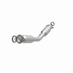 MagnaFlow 5411166 carb direct-fit catalytic converter, opposite front three-quarter view of the turntable spin