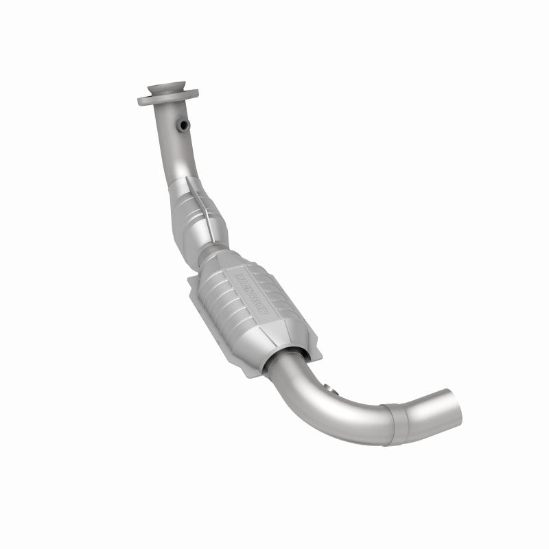 MagnaFlow 93129 hm grade direct-fit catalytic converter, rear three-quarter view of the turntable spin