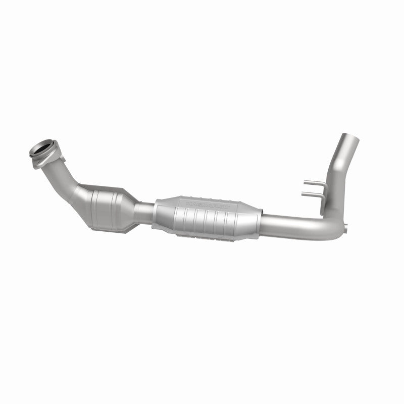 MagnaFlow 447117 carb direct-fit catalytic converter, side view of the turntable spin