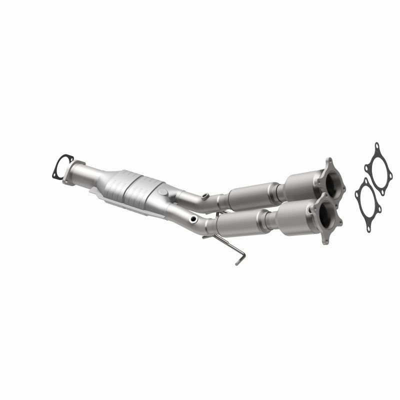 MagnaFlow 24046 hm grade direct-fit catalytic converter, opposite rear three-quarter view of the turntable spin