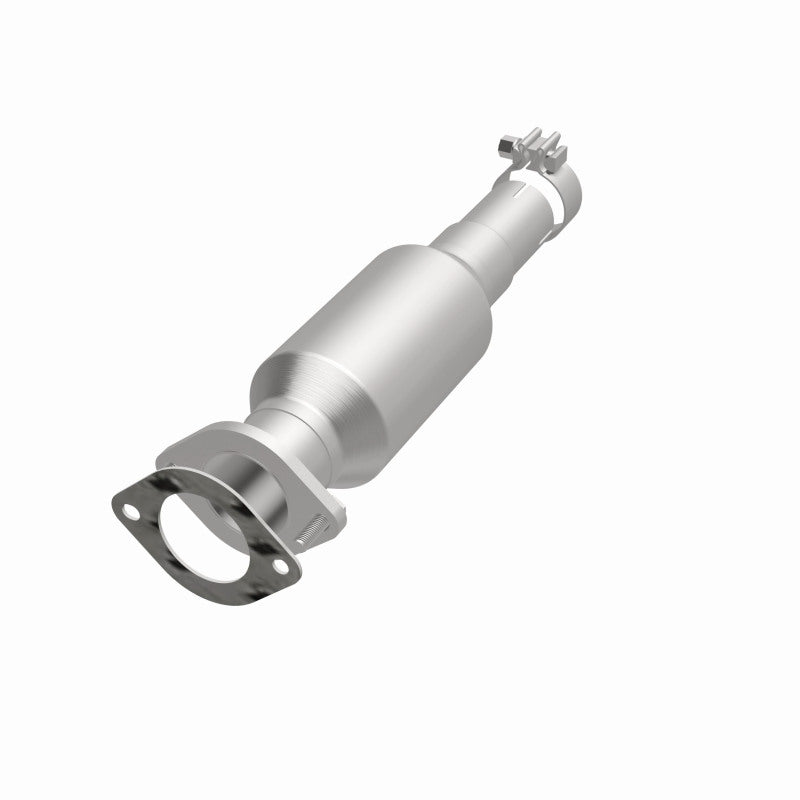 MagnaFlow 5571146 carb direct-fit catalytic converter, opposite front three-quarter view of the turntable spin