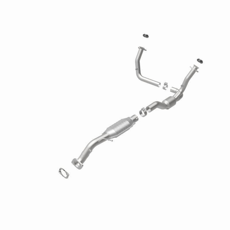 MagnaFlow 447252 carb direct-fit catalytic converter, rear view of the turntable spin