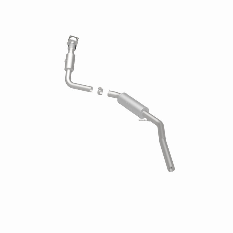 MagnaFlow 5551510 carb direct-fit catalytic converter, rear three-quarter view of the turntable spin