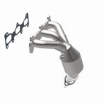 MagnaFlow 49273 oem grade manifold converter, opposite rear three-quarter view of the turntable spin