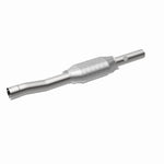 MagnaFlow 459000 carb direct-fit catalytic converter, front three-quarter view of the turntable spin