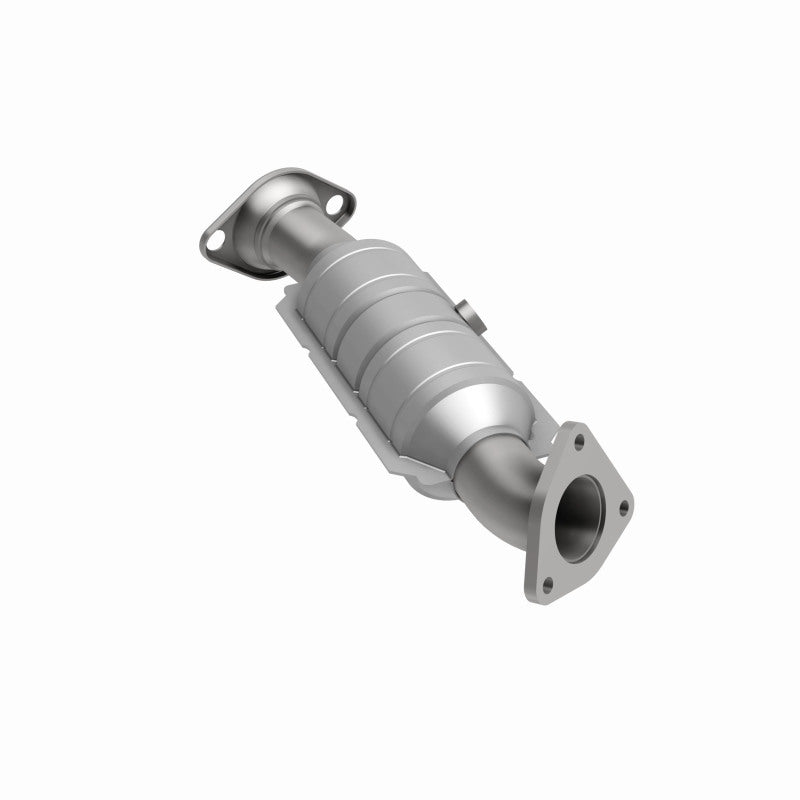 MagnaFlow 49261 oem grade direct-fit catalytic converter, rear three-quarter view of the turntable spin
