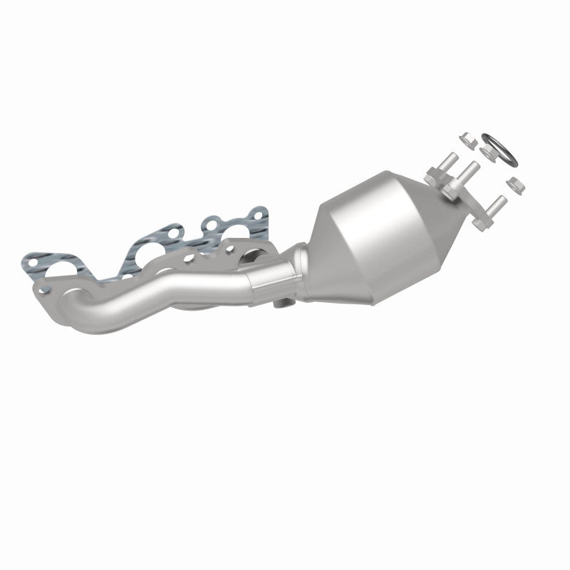 MagnaFlow 49998 oem grade manifold converter, rear three-quarter view of the turntable spin