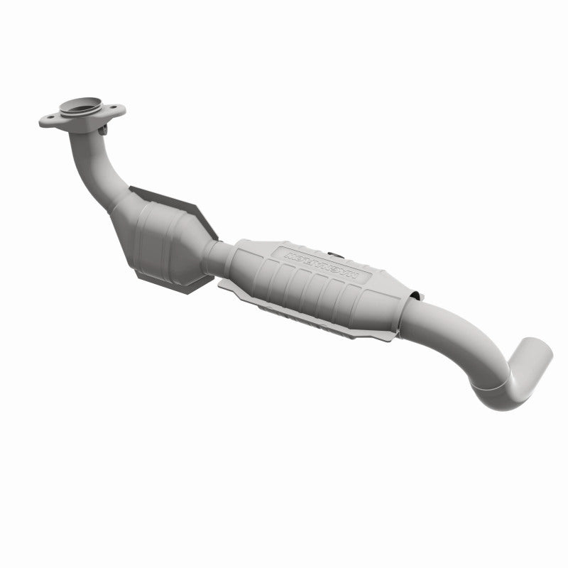 MagnaFlow 51238 oem grade direct-fit catalytic converter, opposite front three-quarter view of the turntable spin