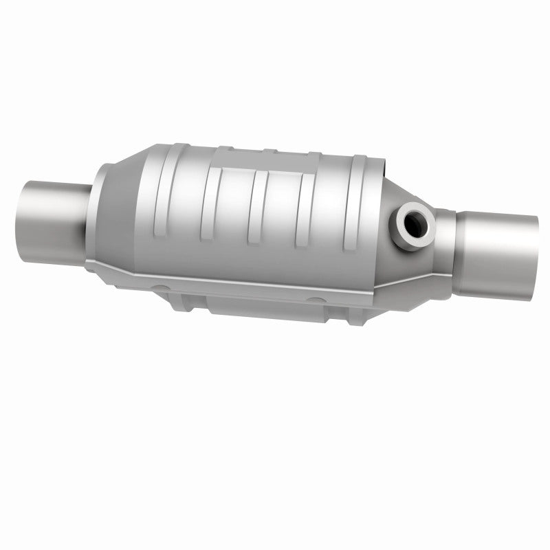 MagnaFlow 441235 universal catalytic converter, side view of the turntable spin