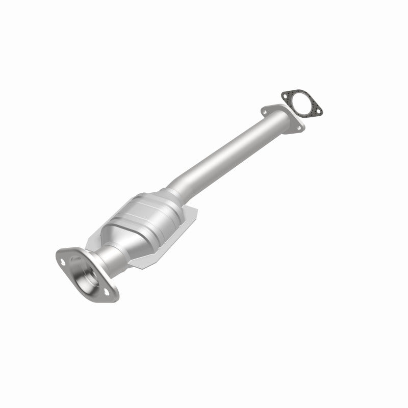 MagnaFlow 23397 hm grade direct-fit catalytic converter, opposite front three-quarter view of the turntable spin