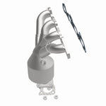 MagnaFlow 49272 oem grade manifold converter, front three-quarter view of the turntable spin