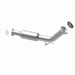 MagnaFlow 5461142 carb direct-fit catalytic converter, opposite rear three-quarter view of the turntable spin