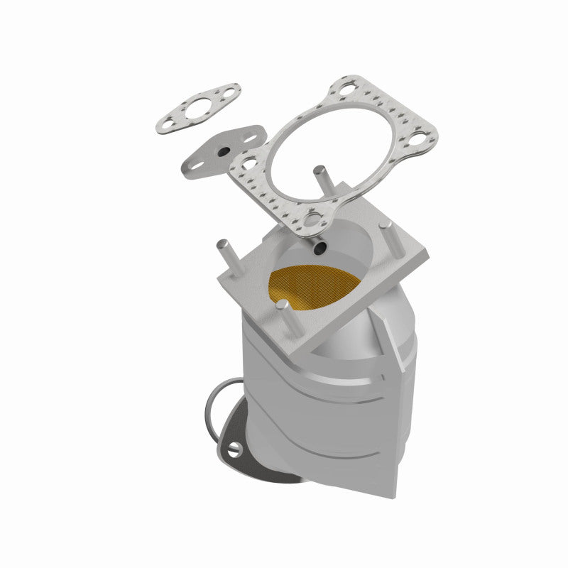 MagnaFlow 23649 epa direct-fit catalytic converter, front three-quarter view of the turntable spin