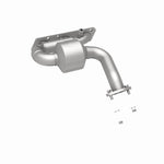 MagnaFlow 452045 carb manifold converter, rear three-quarter view of the turntable spin