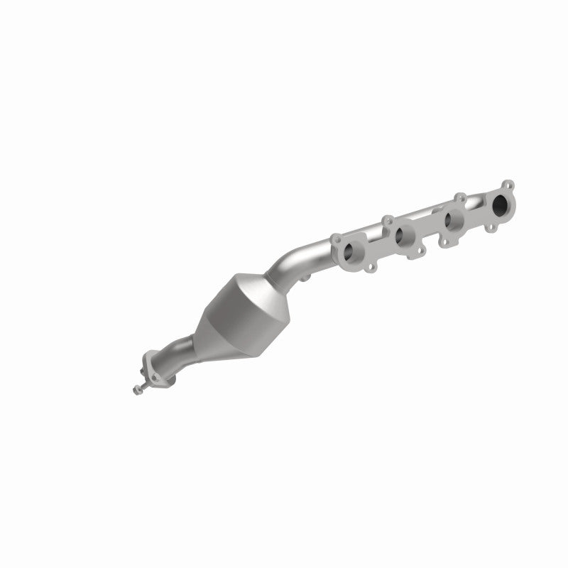 MagnaFlow 49339 oem grade manifold converter, front three-quarter view of the turntable spin