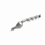 MagnaFlow 49339 oem grade manifold converter, front three-quarter view of the turntable spin