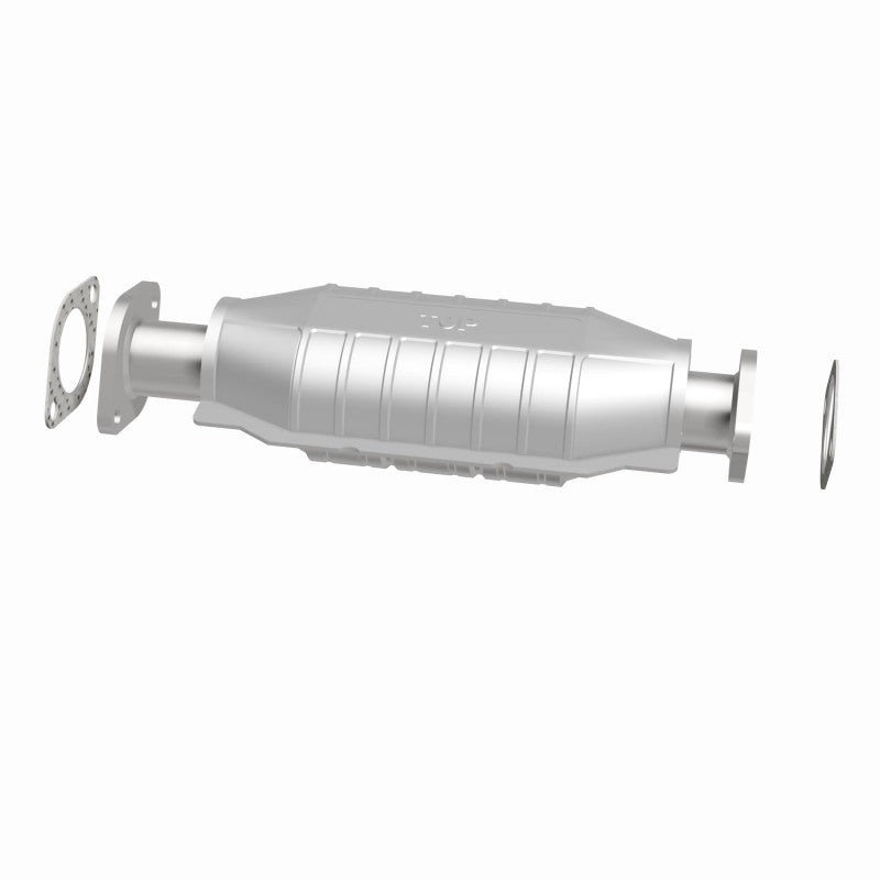 MagnaFlow 447210 carb direct-fit catalytic converter, side view of the turntable spin