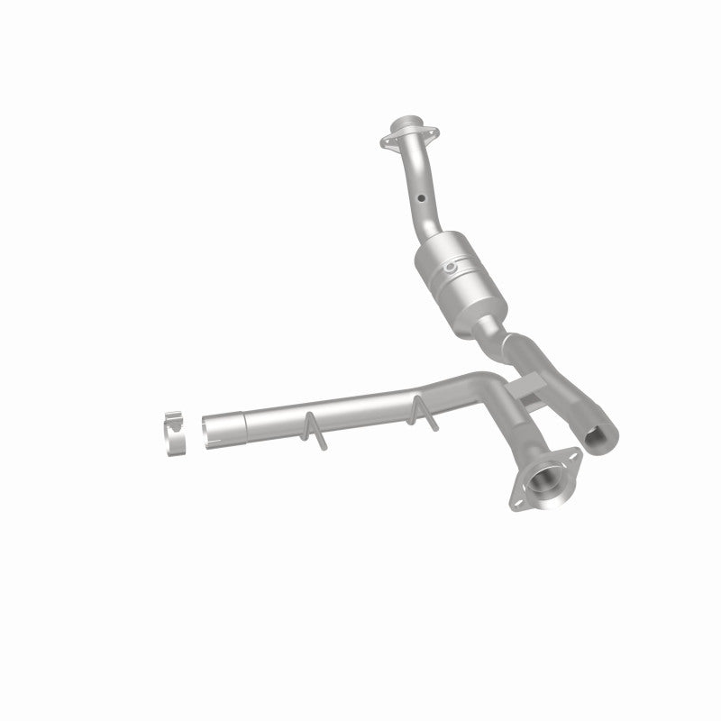 MagnaFlow 52592 oem grade direct-fit catalytic converter, rear three-quarter view of the turntable spin