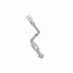 MagnaFlow 23098 hm grade direct-fit catalytic converter, rear three-quarter view of the turntable spin