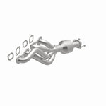 MagnaFlow 49789 oem grade manifold converter, opposite front three-quarter view of the turntable spin