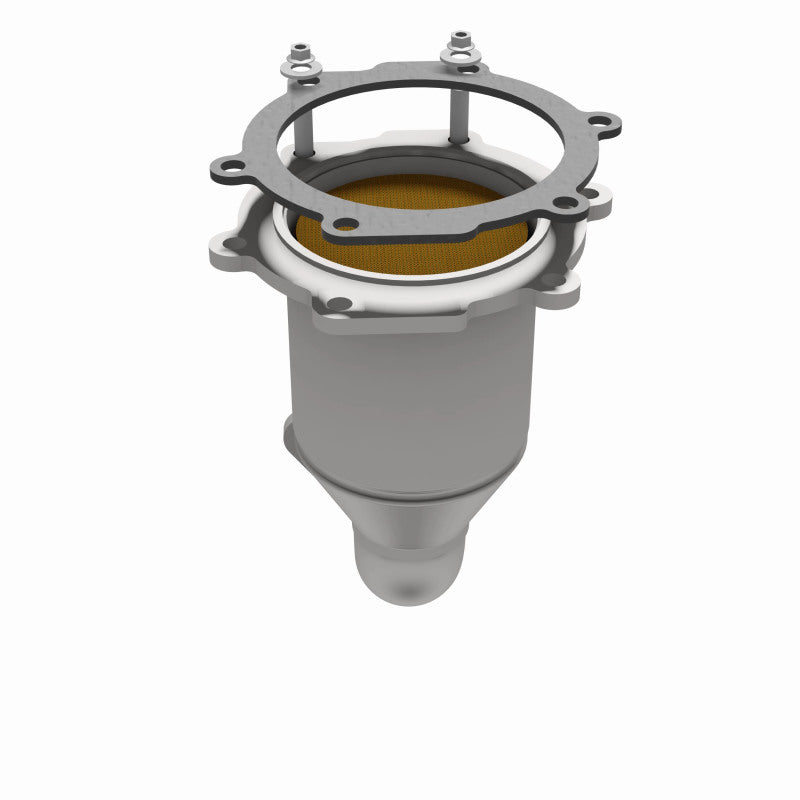 MagnaFlow 444311 carb direct-fit catalytic converter, opposite side view of the turntable spin