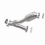 MagnaFlow 93260 hm grade direct-fit catalytic converter, opposite rear three-quarter view of the turntable spin