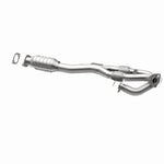 MagnaFlow 24213 hm grade direct-fit catalytic converter, opposite rear three-quarter view of the turntable spin