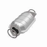MagnaFlow 26227 hm grade direct-fit catalytic converter, opposite front three-quarter view of the turntable spin