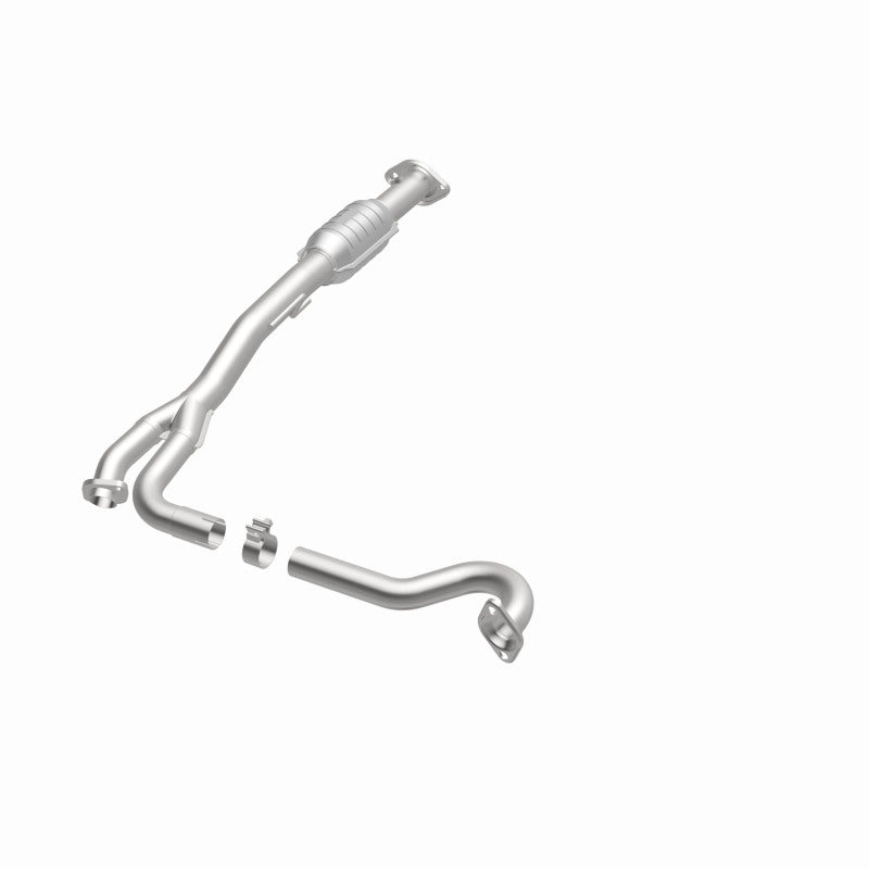 MagnaFlow 93236 hm grade direct-fit catalytic converter, opposite front three-quarter view of the turntable spin