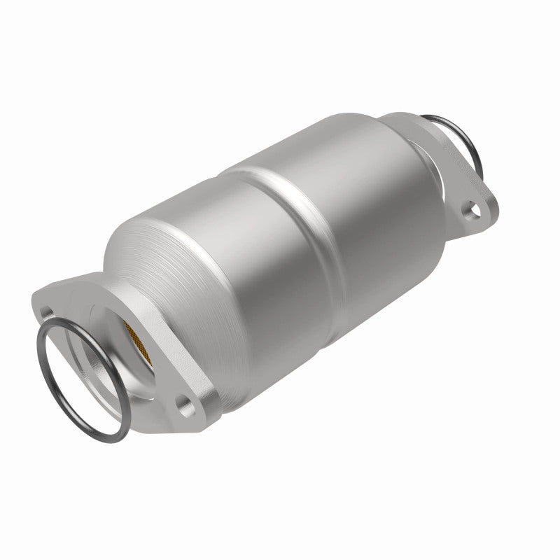 MagnaFlow 338656 carb direct-fit catalytic converter, rear view of the turntable spin