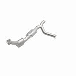 MagnaFlow 93322 hm grade direct-fit catalytic converter, opposite front three-quarter view of the turntable spin