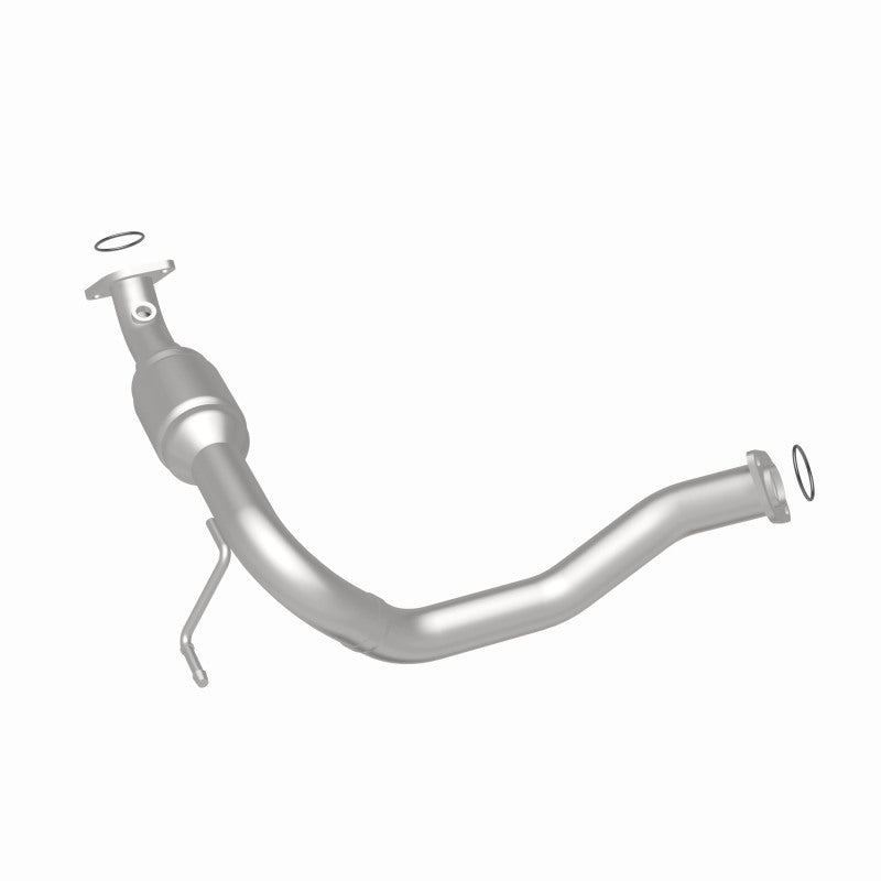 MagnaFlow 5491210 carb direct-fit catalytic converter, rear three-quarter view of the turntable spin