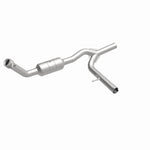 MagnaFlow 49410 oem grade direct-fit catalytic converter, front three-quarter view of the turntable spin