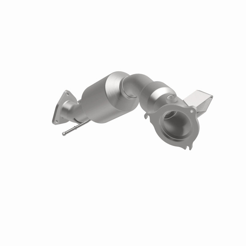MagnaFlow 5551537 carb direct-fit catalytic converter, front three-quarter view of the turntable spin