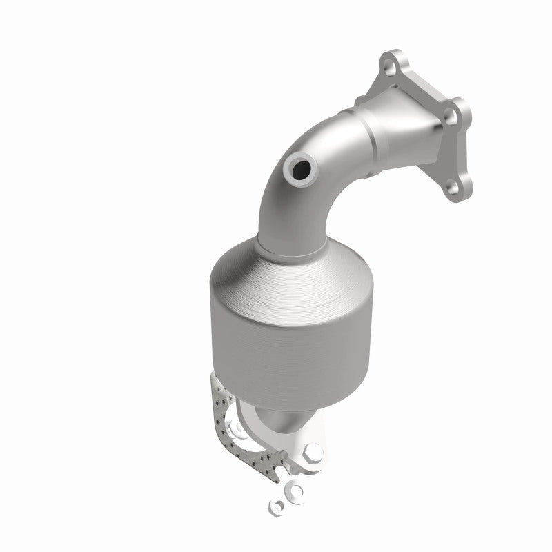MagnaFlow 52188 oem grade manifold converter, opposite front three-quarter view of the turntable spin