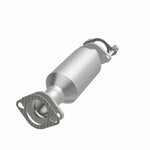 MagnaFlow 21-987 oem grade direct-fit catalytic converter, opposite front three-quarter view of the turntable spin