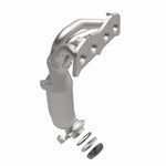 MagnaFlow 452487 carb manifold converter, opposite front three-quarter view of the turntable spin