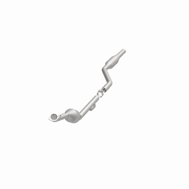 MagnaFlow 454043 carb direct-fit catalytic converter, opposite front three-quarter view of the turntable spin