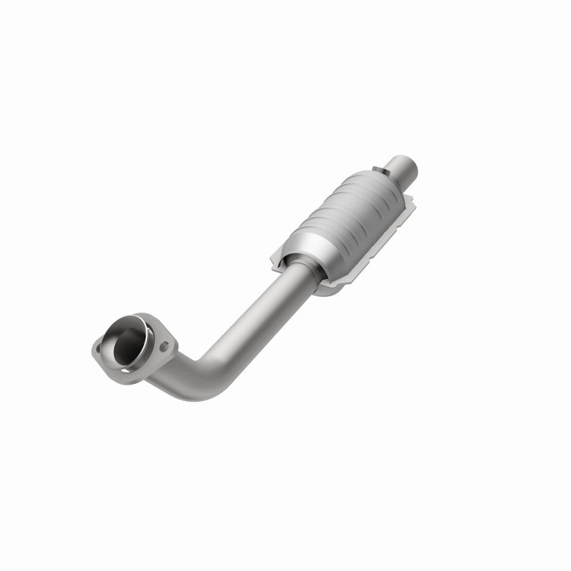 MagnaFlow 24430 hm grade direct-fit catalytic converter, opposite front three-quarter view of the turntable spin