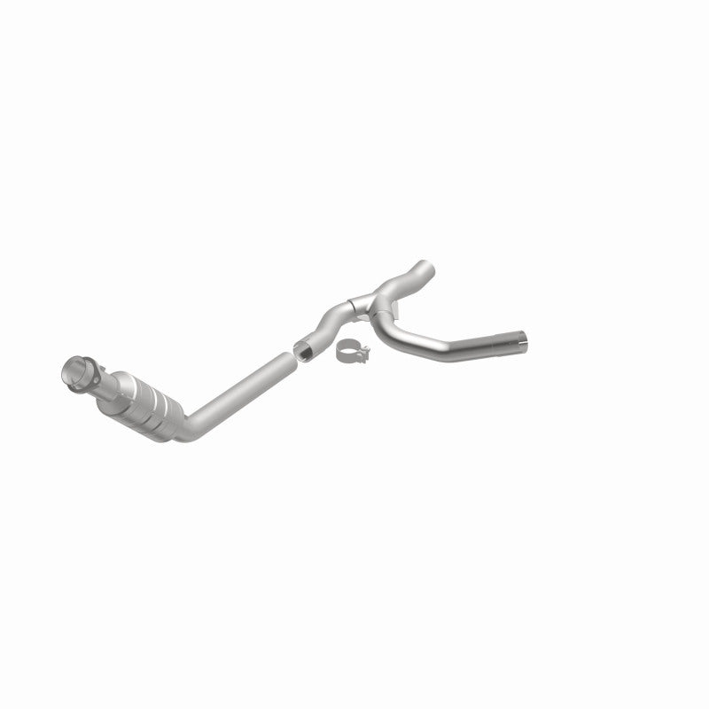 MagnaFlow 93420 hm grade direct-fit catalytic converter, opposite front three-quarter view of the turntable spin