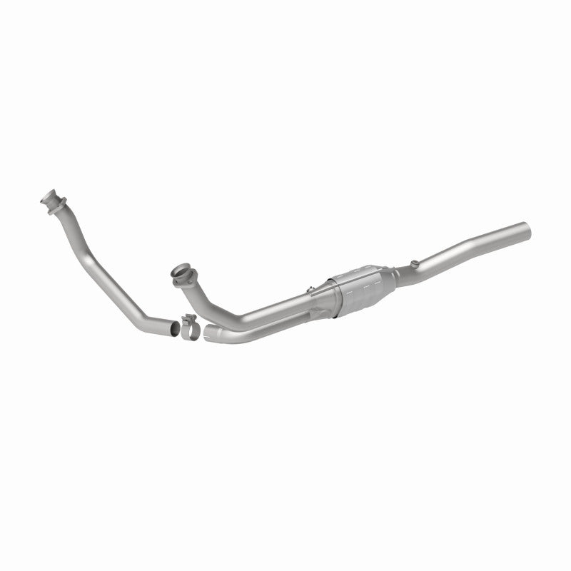 MagnaFlow 4451296 carb direct-fit catalytic converter, front three-quarter view of the turntable spin