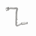 MagnaFlow 49719 oem grade direct-fit catalytic converter, rear three-quarter view of the turntable spin
