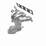 MagnaFlow 50708 hm grade manifold converter, opposite rear three-quarter view of the turntable spin