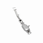 MagnaFlow 93686 epa direct-fit catalytic converter, rear three-quarter view of the turntable spin