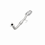 MagnaFlow 441769 carb direct-fit catalytic converter, opposite front three-quarter view of the turntable spin