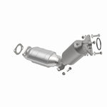 MagnaFlow 551143 carb direct-fit catalytic converter, opposite front three-quarter view of the turntable spin